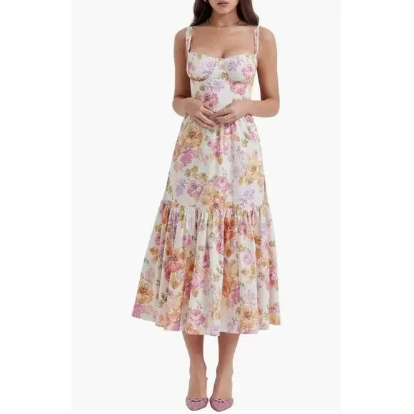 House of CB | Dresses | House Of Cb Elia Floral Stretch Cotton Blend Corset  Sundress Size Xs Ac Cup | Poshmark